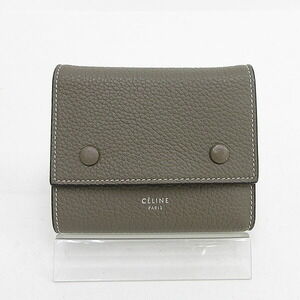 Celine Folded Tri fold Wallet Gray Leather
